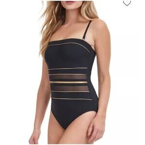 New Gottex onyx black one piece tummy control swimsuit size 6